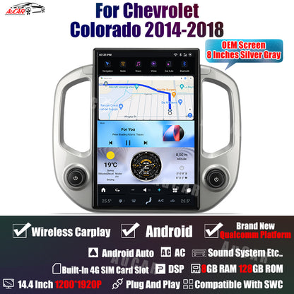 AuCar Tesla Android 13 14.4″ Car Radio GPS Navigation For Chevrolet Colorado 2014-2018