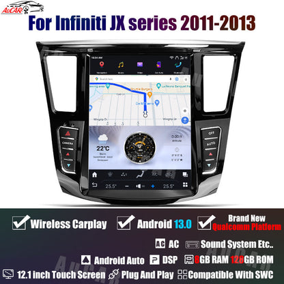 AuCar Tesla Android 13 12.1" Car Radio GPS Navigation For Infiniti QX60 JX Series 2011-2020