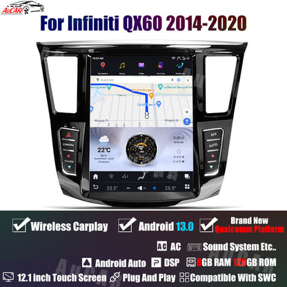 AuCar Tesla Android 13 12.1" Car Radio GPS Navigation For Infiniti QX60 JX Series 2011-2020