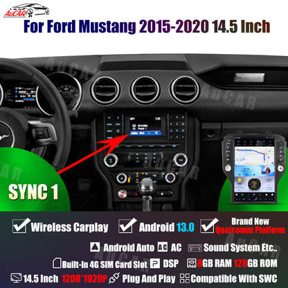 AuCar Tesla Android 13 14.5" Car Radio GPS Navigation For Ford Mustang 2015-2020