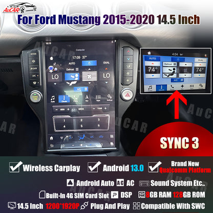 AuCar Tesla Android 13 14.5" Car Radio GPS Navigation For Ford Mustang 2015-2020