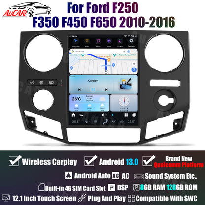 AuCar Tesla Android 13 12.1" Car Radio GPS Navigation For Ford F250 F350 F450 F650 2010-2016