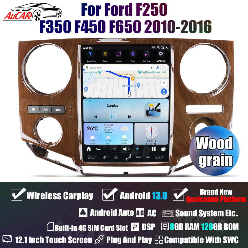AuCar Tesla Android 13 12.1" Car Radio GPS Navigation For Ford F250 F350 F450 F650 2010-2016