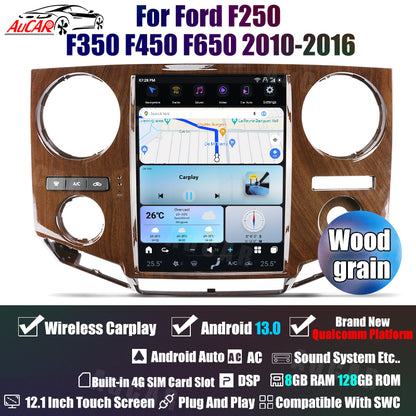 AuCar Tesla Android 13 12.1" Car Radio GPS Navigation For Ford F250 F350 F450 F650 2010-2016