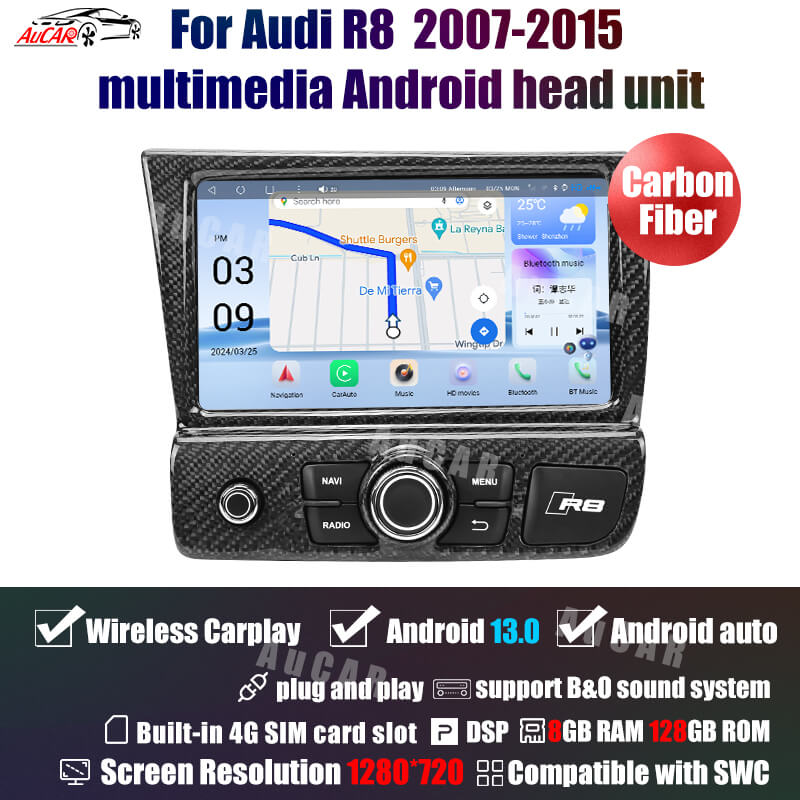 AuCar Audi R8 2007-2015 Android 13 head unit Car Radio GPS Navigation