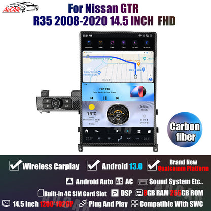 AuCar Tesla Android 11 14.5" Car Radio GPS Navigation For Nissan GTR R35 2008-2020