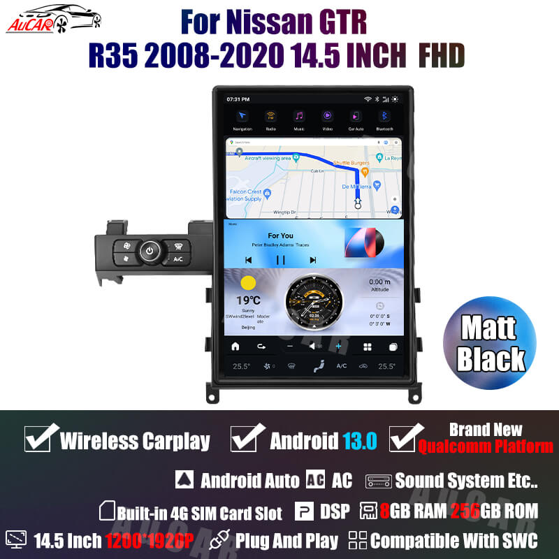 AuCar Tesla Android 11 14.5" Car Radio GPS Navigation For Nissan GTR R35 2008-2020