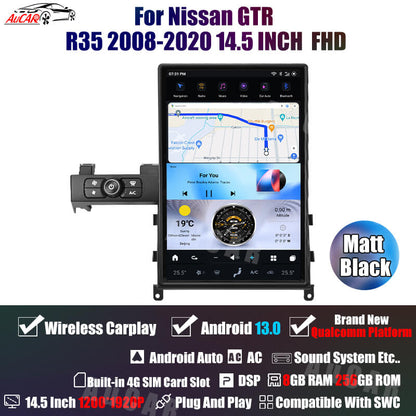 AuCar Tesla Android 11 14.5" Car Radio GPS Navigation For Nissan GTR R35 2008-2020
