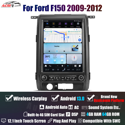 AuCar Tesla Android 13 12.1" Car Radio GPS Navigation For Ford F150 2009-2012
