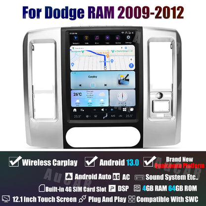 AuCar Tesla Android 13 12.1" Car Radio GPS Navigation For Dodge RAM 2009-2012