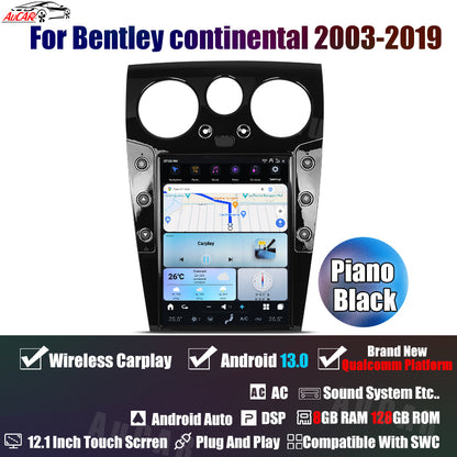 AuCar Tesla Android 13 12.1" Car Radio GPS Navigation For Bentley Continental GT GTC Bentley Flying Spur 2003-2019