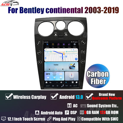 AuCar Tesla Android 13 12.1" Car Radio GPS Navigation For Bentley Continental GT GTC Bentley Flying Spur 2003-2019
