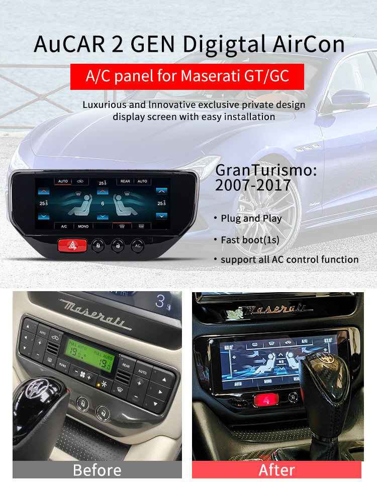 AuCAR 2 GEN Digital AirCon AC/C Panel for Maserati GT/GC GranTurismo 2007-2017 Piano Black