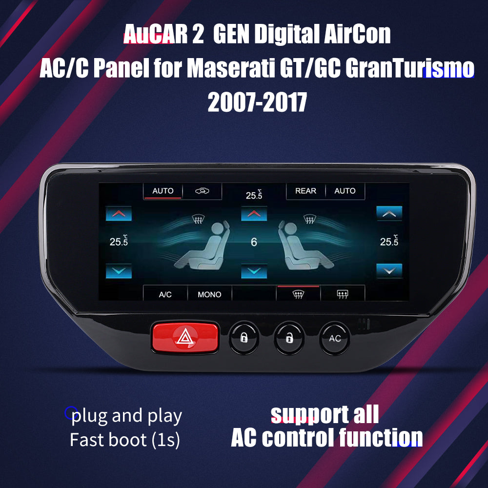 AuCAR 2 GEN Digital AirCon AC/C Panel for Maserati GT/GC GranTurismo 2007-2017 Piano Black